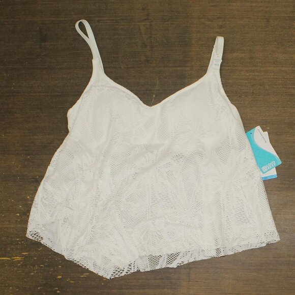 NWT Coco Reef Bra Sized Underwire Tankini Top Swim Wild Palm Crochet White 36D - Picture 3 of 7